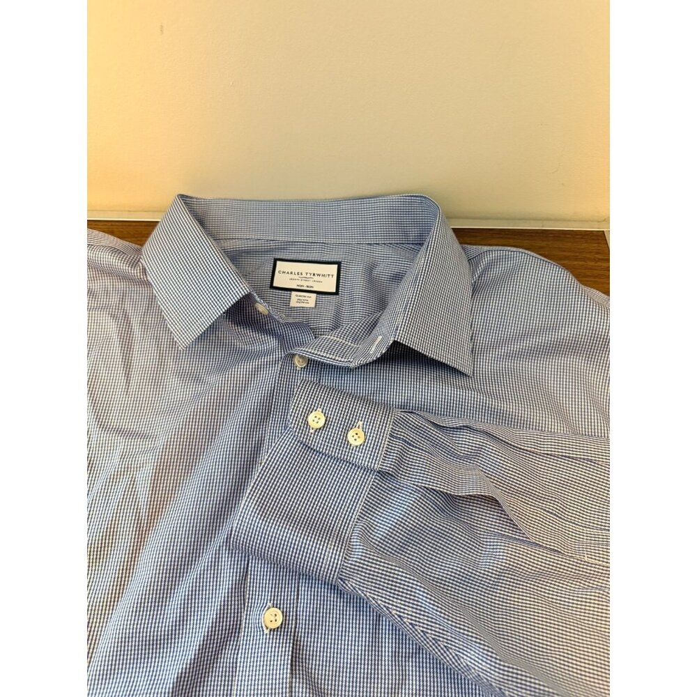 Charles Tyrwhitt Button Down Mens Shirt 20 / 37 Classic Fit  Non-Iron